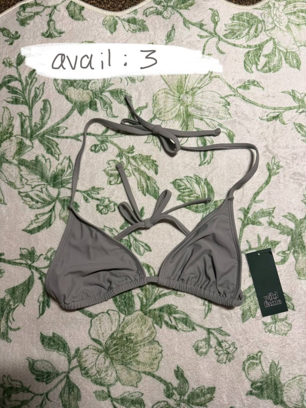 wild fable gray triangle bikini top. classic halter tie style. NWT
